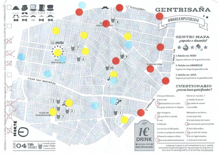 Mapa elaborado por el colectivo Gentrisaña, Madrid.